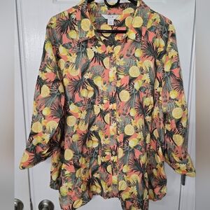 Womens Lemon Print Button Up XL
